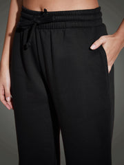 Women Black Fleece Zipper Jacket With Joggers-SFJCKT6808_SFPANT50730