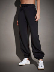 Women Black Fleece Zipper Jacket With Joggers-SFJCKT6808_SFPANT50730