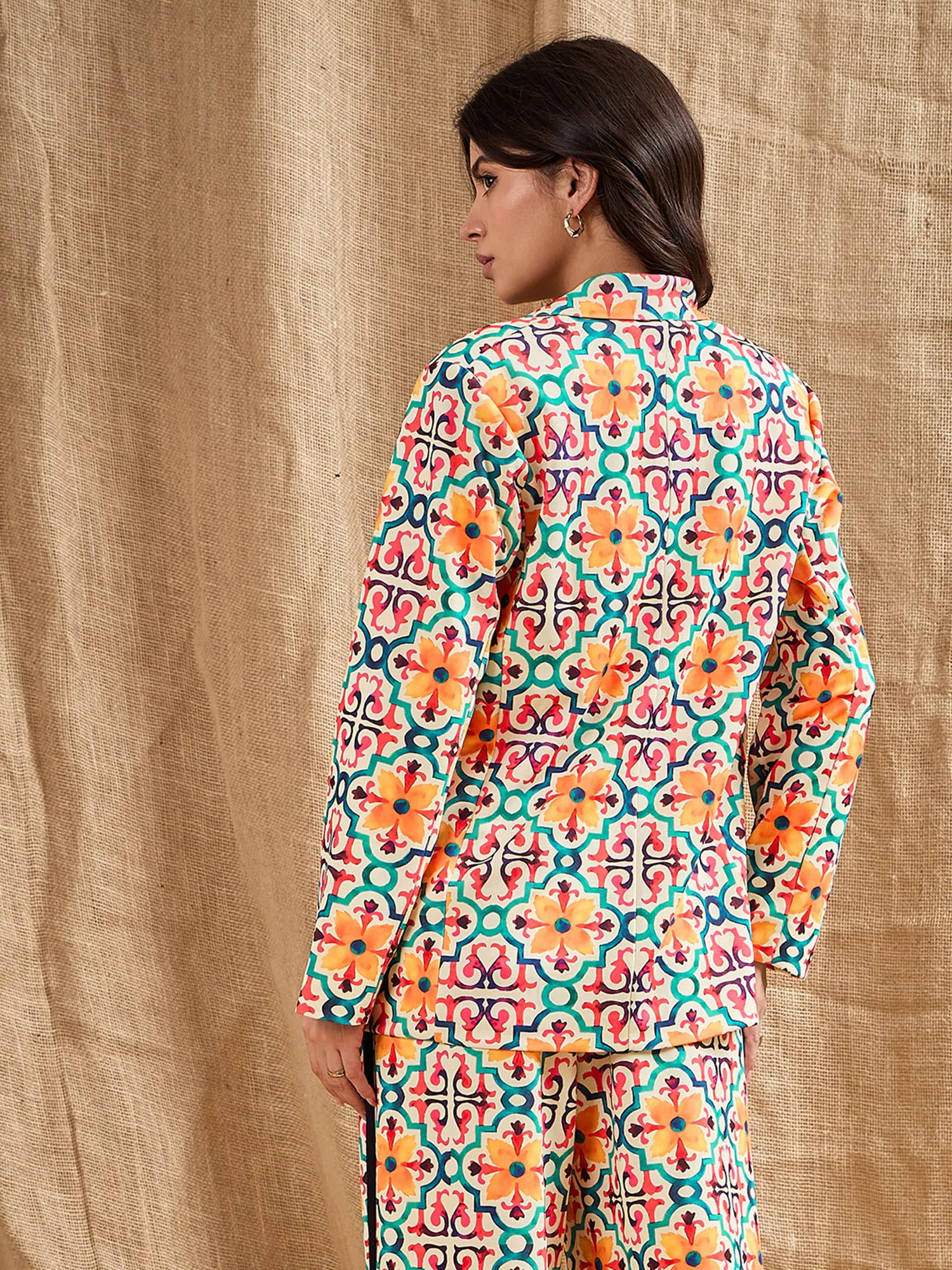 Yellow Printed Blazer | Shawl Collar | Women's Western Clothing
