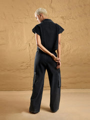 Women Black Denim Washed Gilet With Straight Fit Jeans-SFJCKT6924_SFJEAN0578