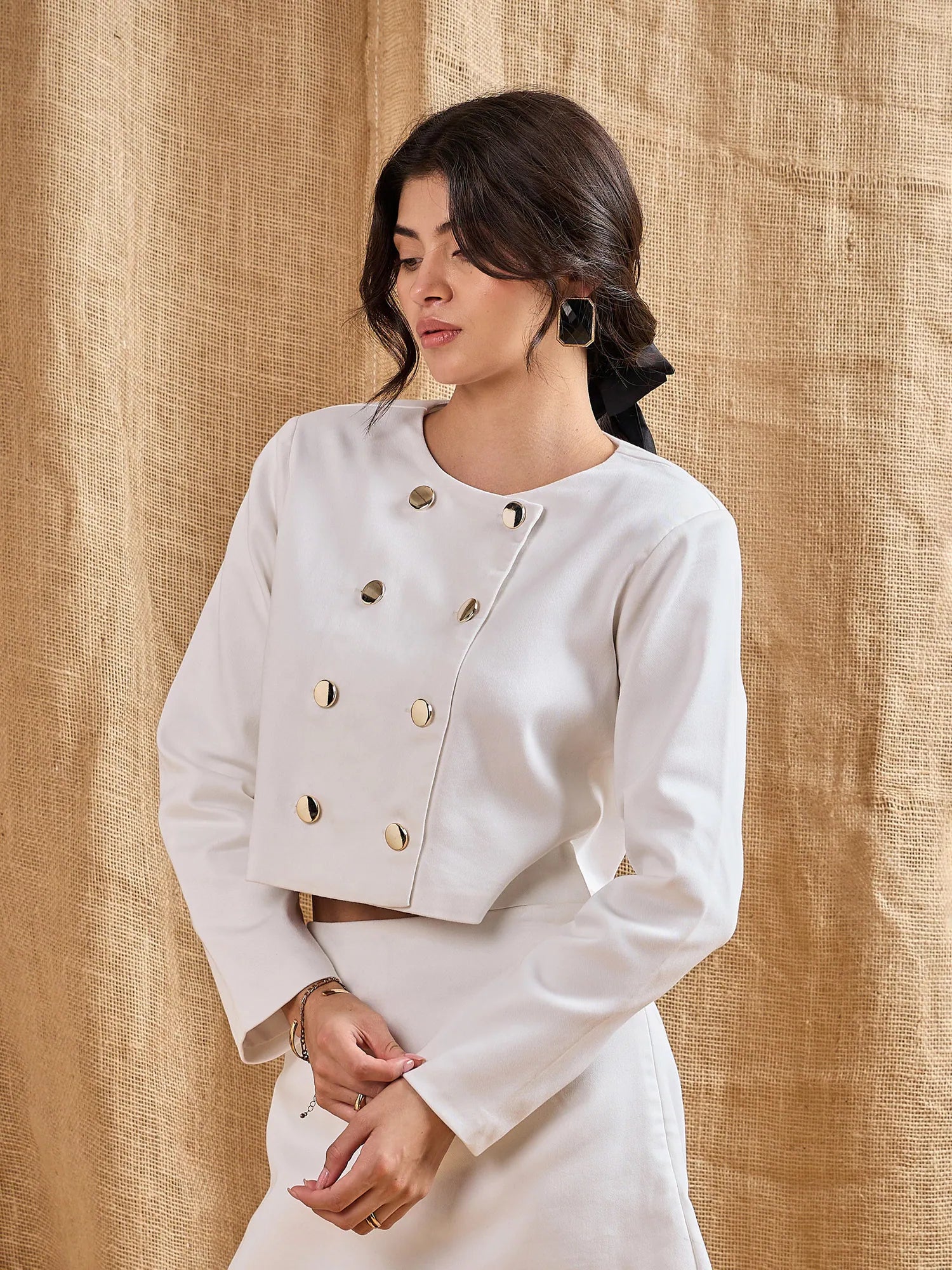 White Crop Blazer | Double Breasted | Women's Western Wear