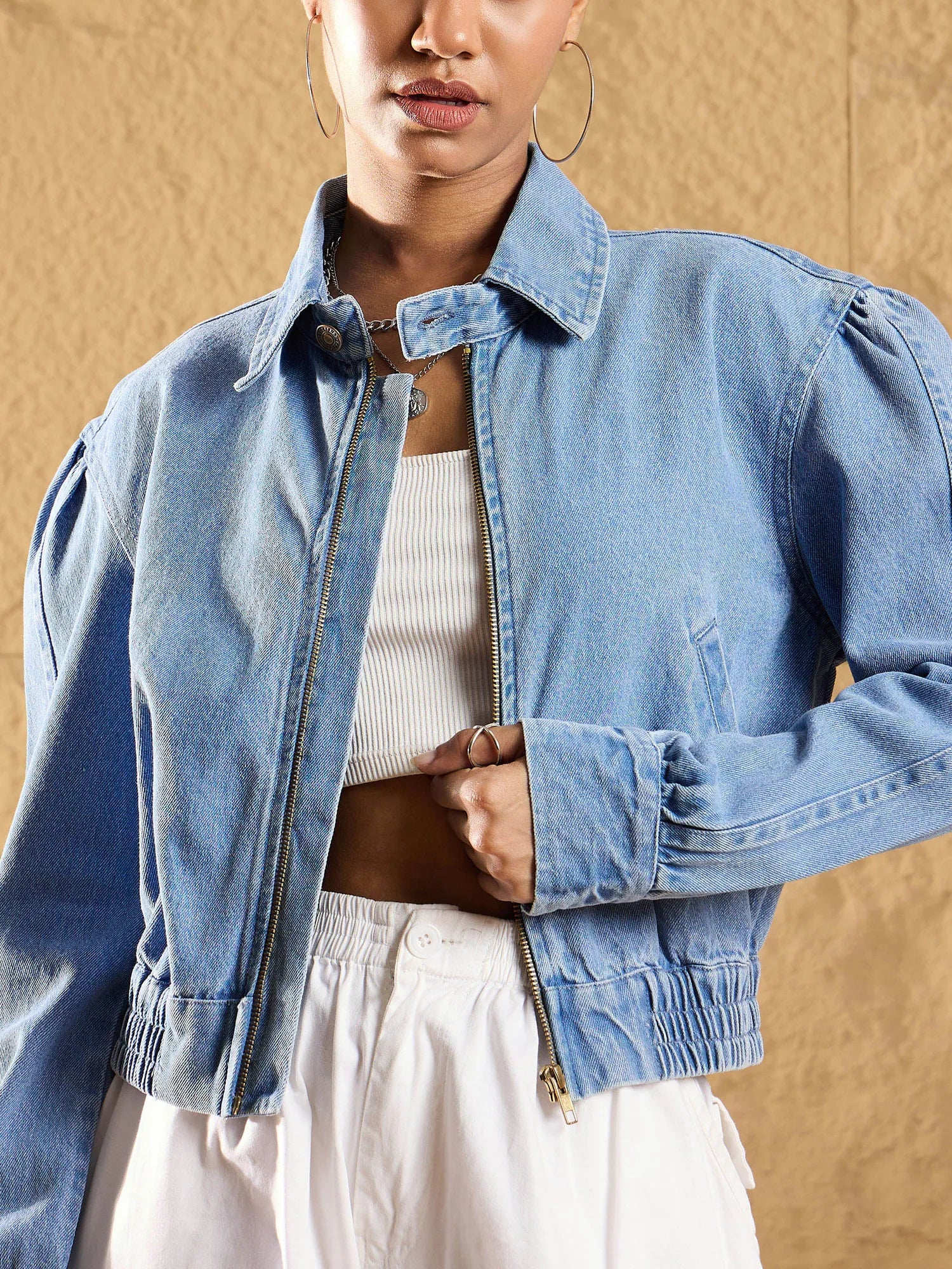 Blue Denim Biker Jacket | Women's Fashion Jackets & Outerwear