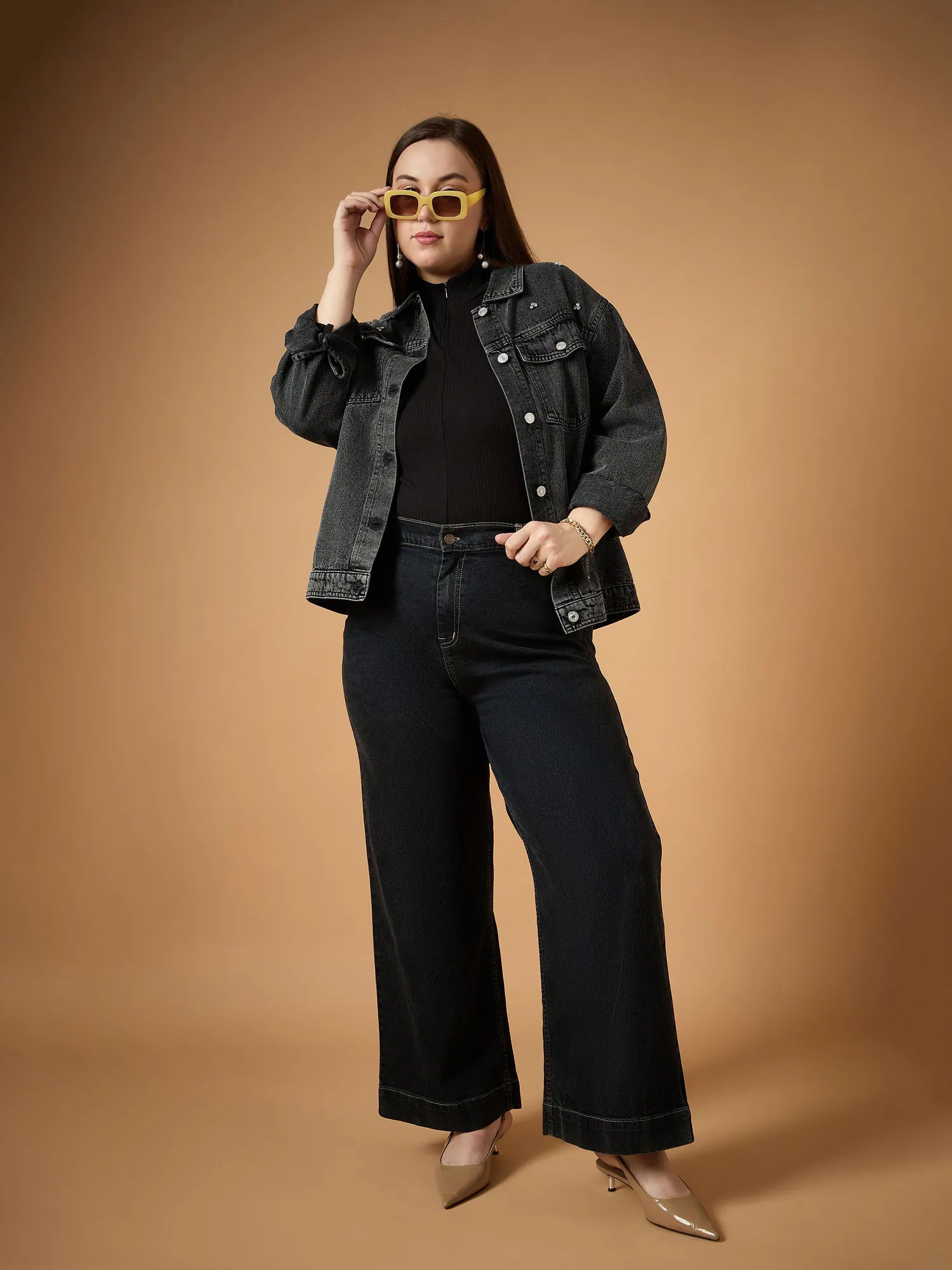 Black Wash Denim Jacket | Trendy Women's Fashion Jackets