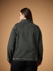 Women Black Wash Denim Jacket-SFJCKT6953