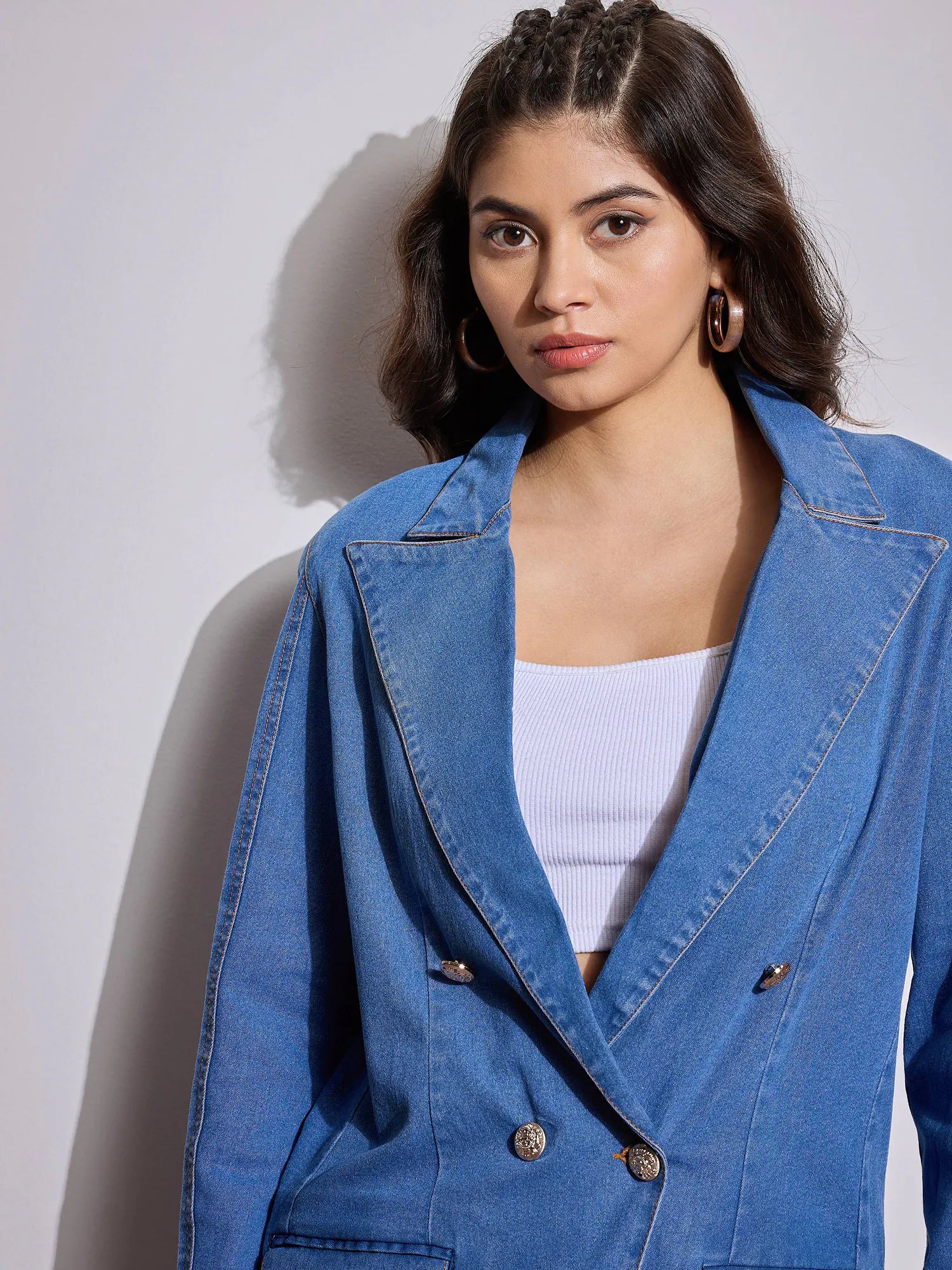 Women's Western Outfits - Blue Denim Blazer | Full Sleeve