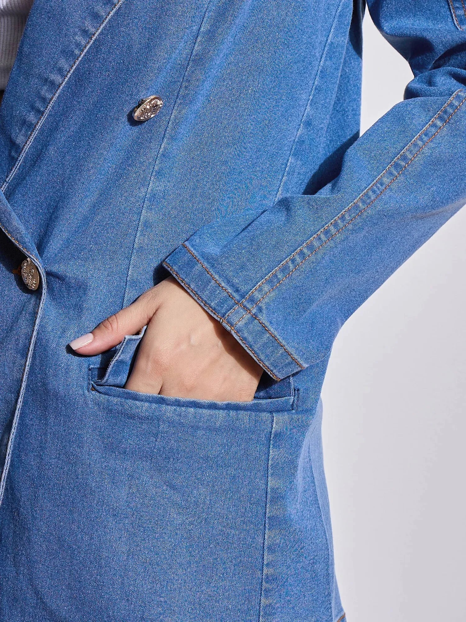 Women's Western Outfits - Blue Denim Blazer | Full Sleeve