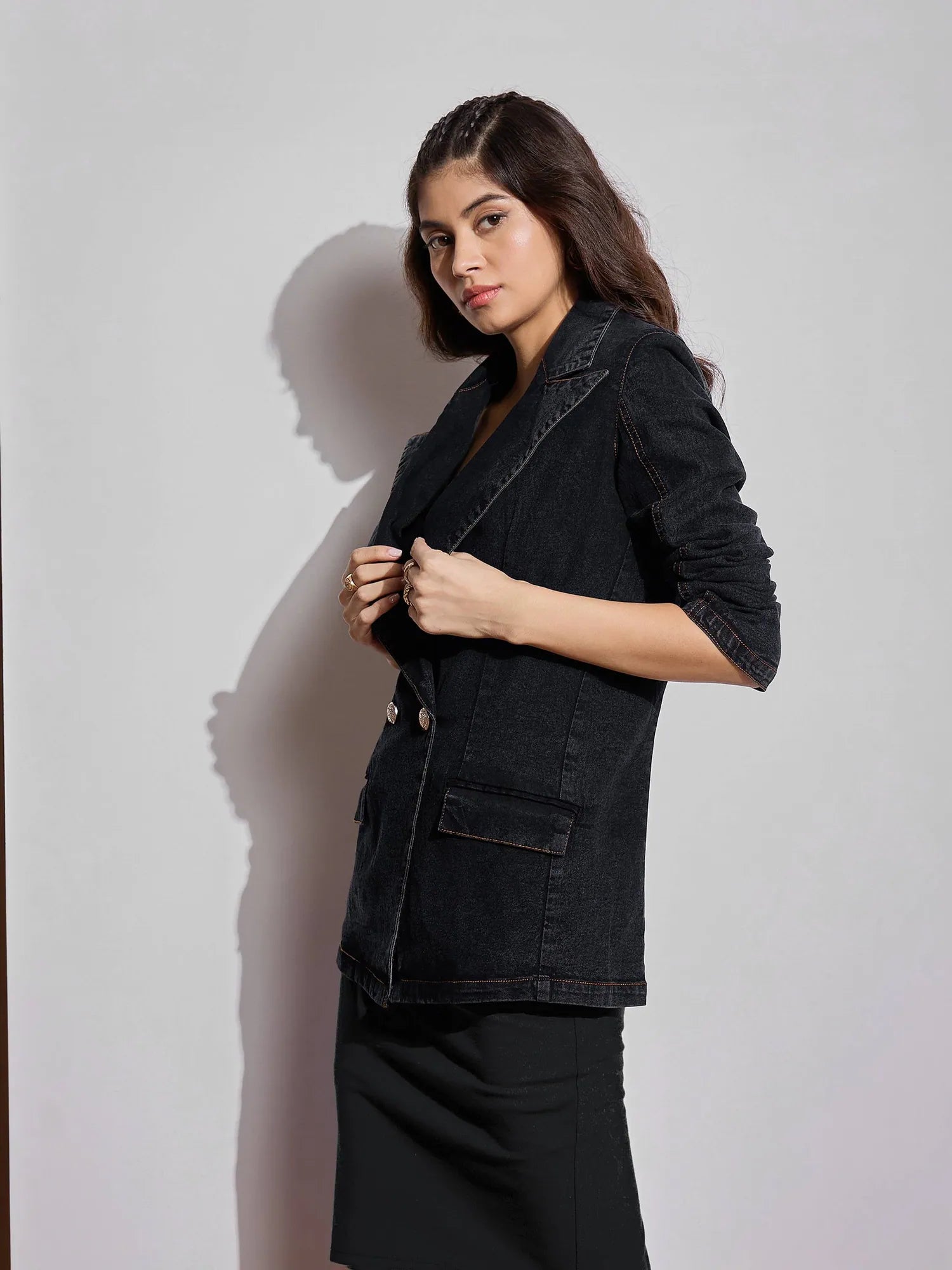 Women's Western Wear - Black Denim Blazer | Stylish Outfit