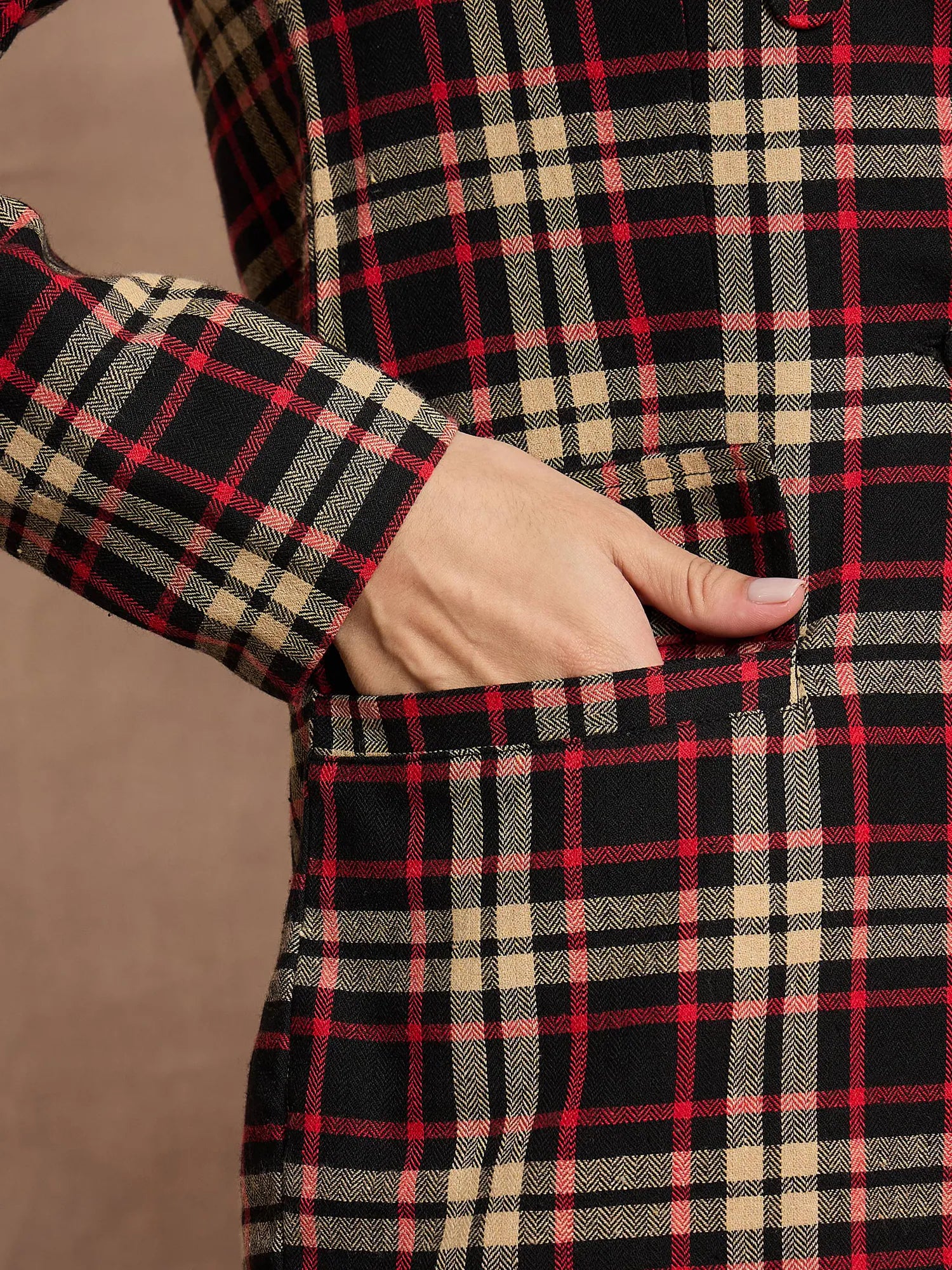 Check Blazer - Women's Western Wear - Black & Beige Blazer