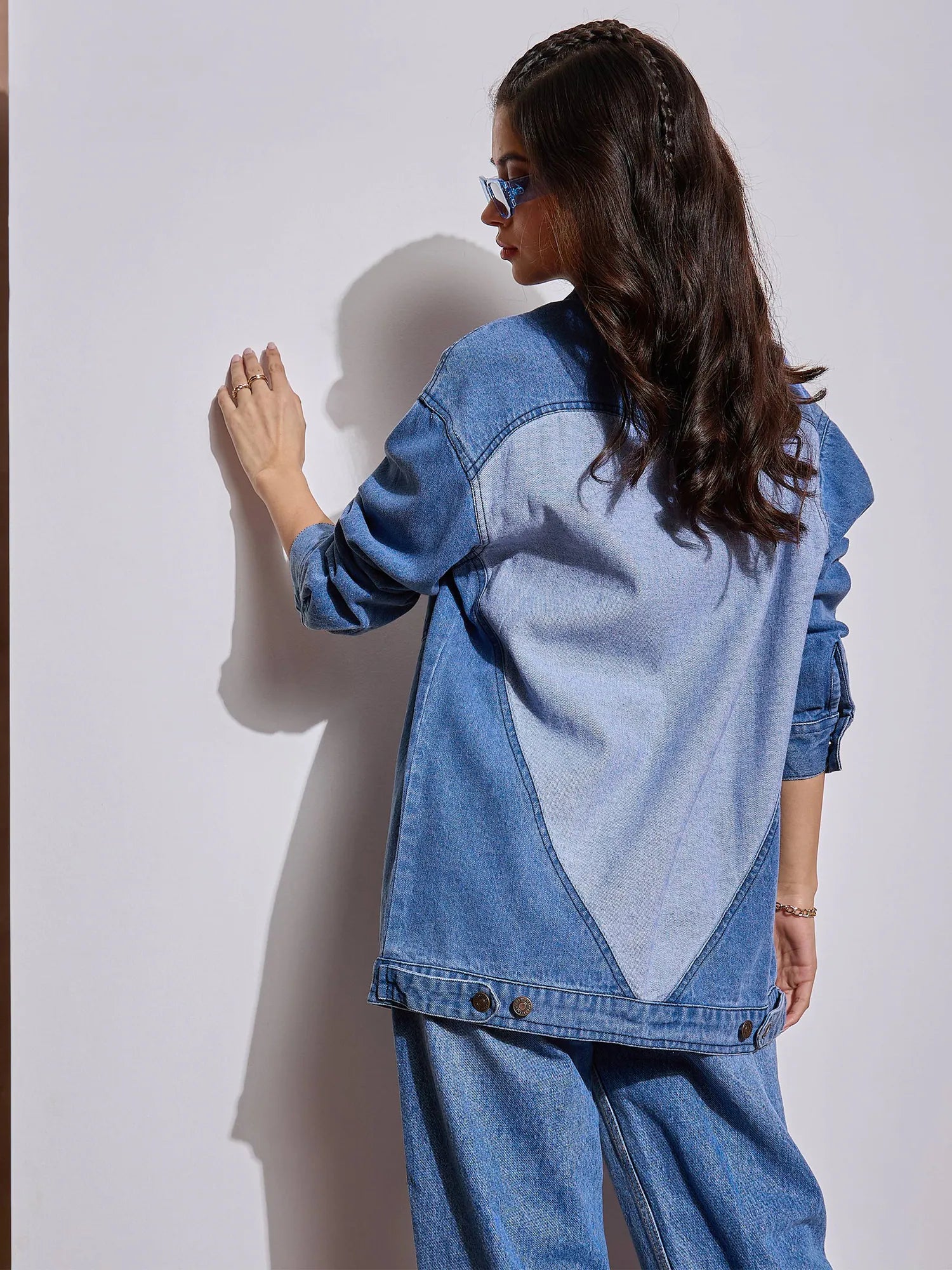 Denim Back Heart Patch Shacket - Trendy Women's Outerwear