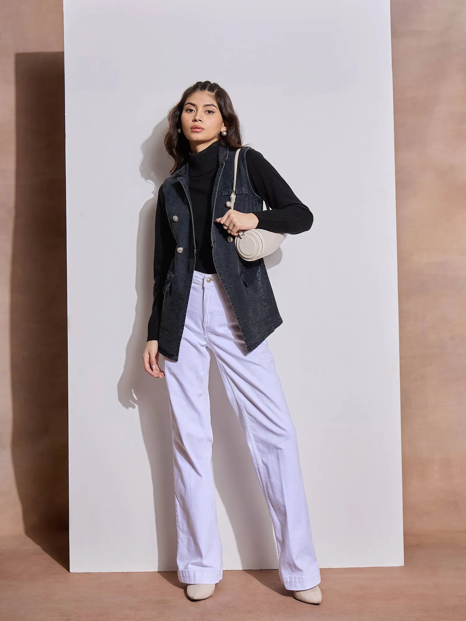 Black Denim Sleeveless Jacket | Women's Outerwear and Jackets