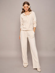 Women Off White Terry Hoodie Jacket With Track Pants-SFJCKT6972_SFPANT50996
