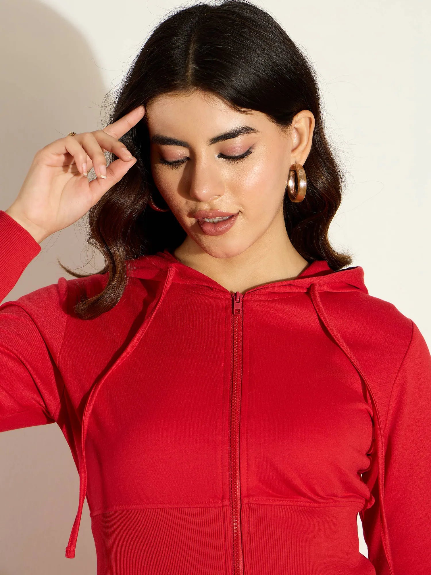 Red Terry Crop Jacket - Trendy Women's Fashion Jackets