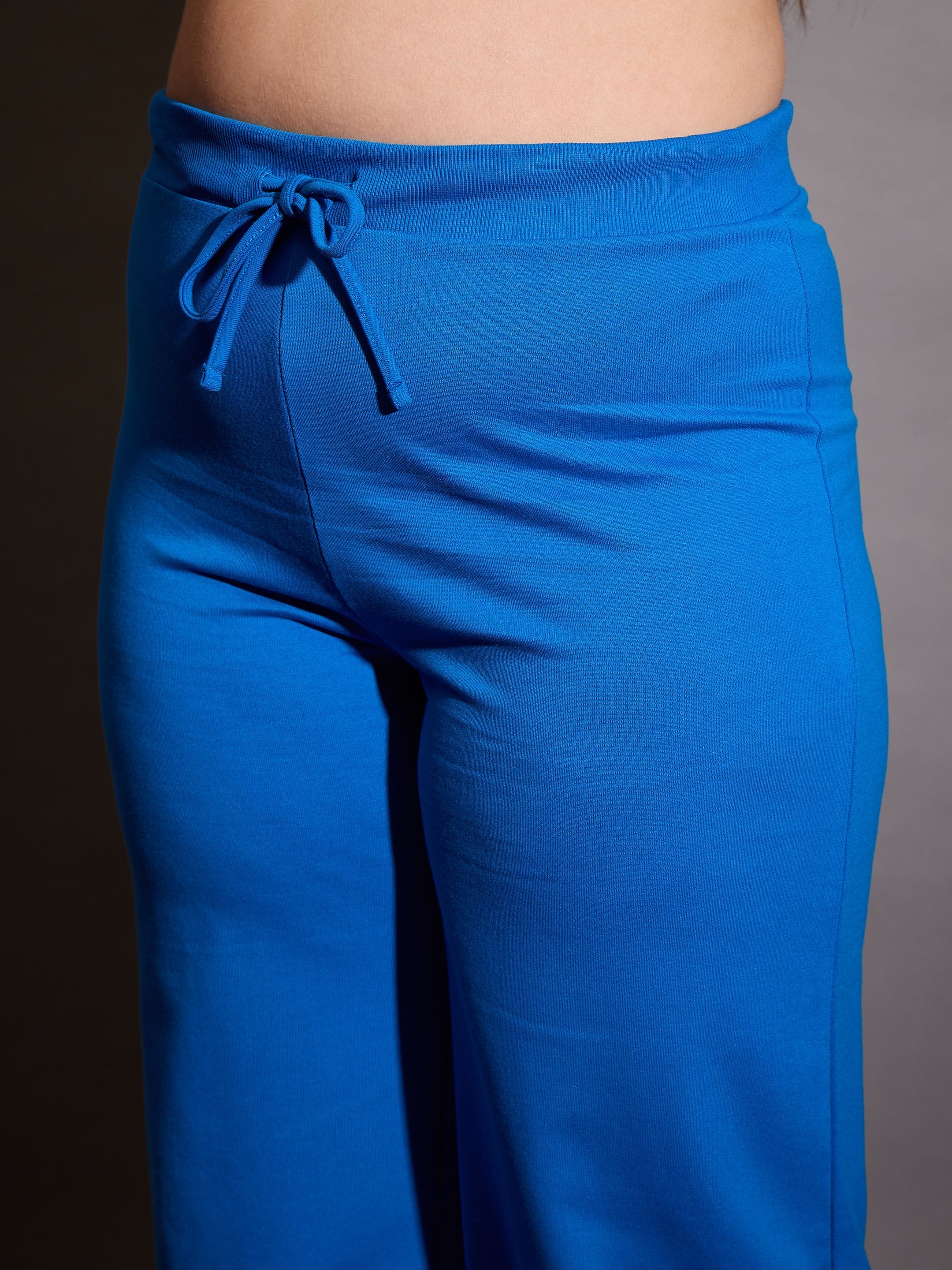 Women Royal Blue Terry Zipper Hoodie Jacket with Track Pants-SFJCKT6992_SFPANT51010