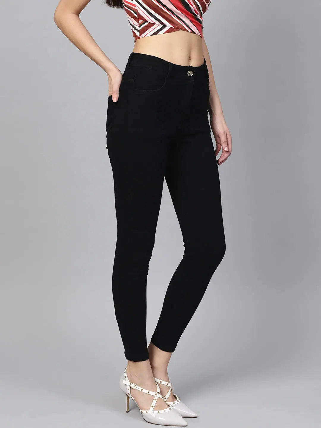 Black Cropped Jeans | Women's Lehenga Alternative Style