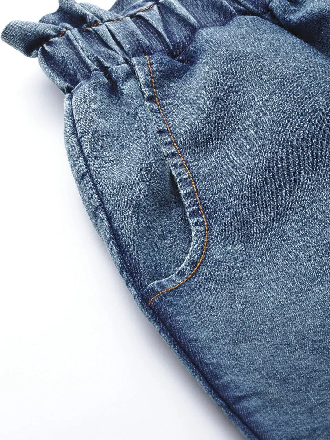 Blue Paper Bag Waist Jeans - Stylish Women's Denim
