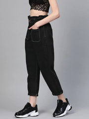 Black Front Pocket Slouchy Jeans