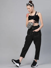 Black Front Pocket Slouchy Jeans