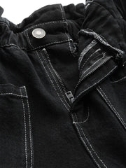 Black Front Pocket Slouchy Jeans