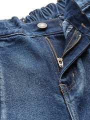 Blue High Waist Front Slit Jeans-SFJEAN0070
