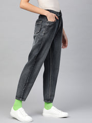 Navy Washed High Waist Basic Jeans-SFJEAN0071