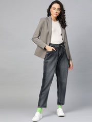 Navy Washed High Waist Basic Jeans-SFJEAN0071