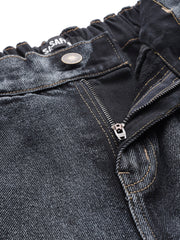 Navy Washed High Waist Basic Jeans-SFJEAN0071