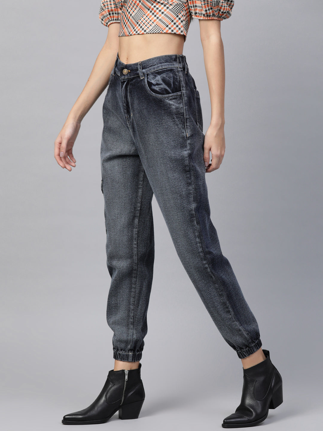Navy Washed Street Wear Jogger Jeans-SFJEAN0073