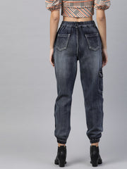 Navy Washed Street Wear Jogger Jeans-SFJEAN0073