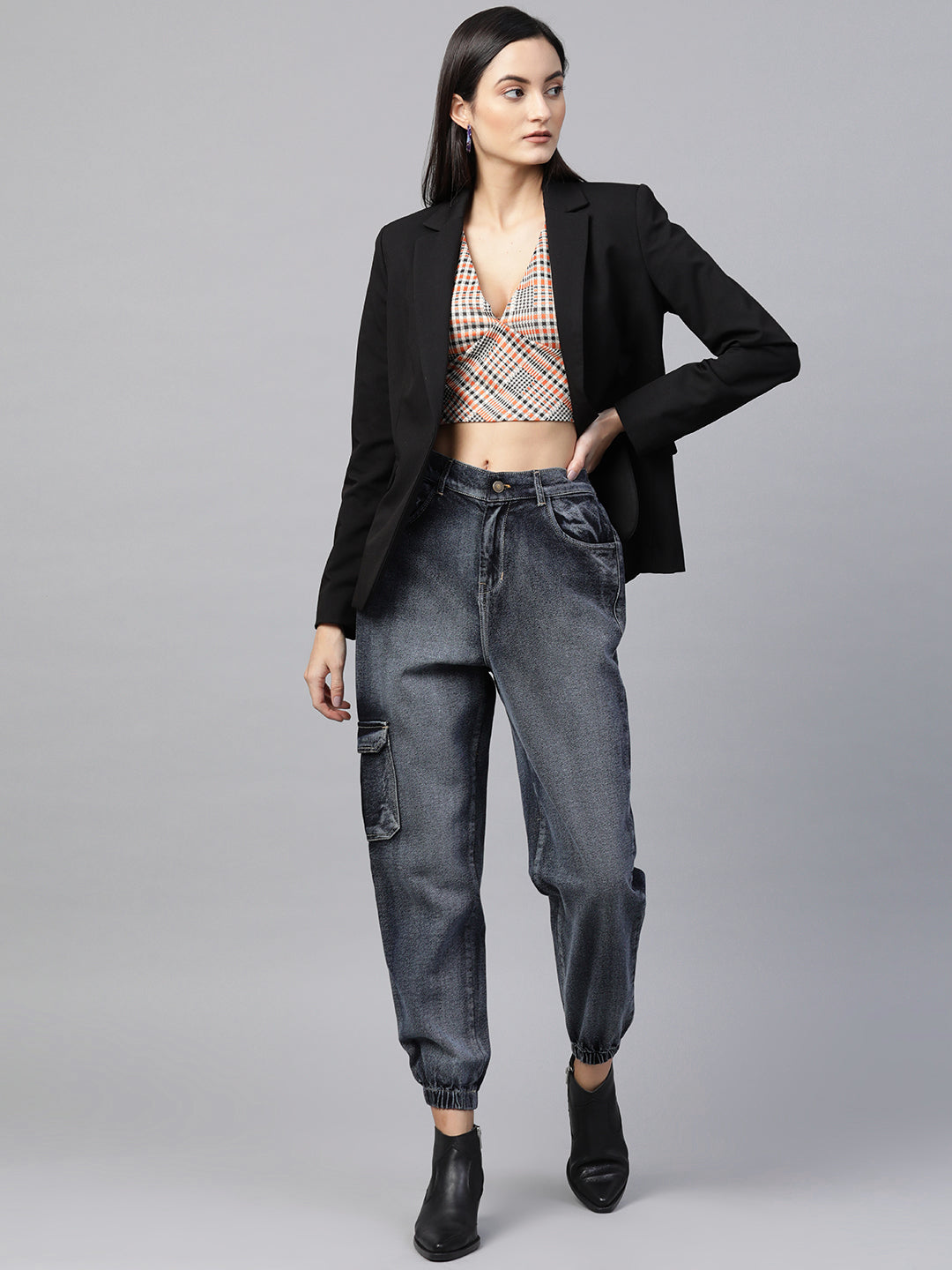 Navy Washed Street Wear Jogger Jeans-SFJEAN0073