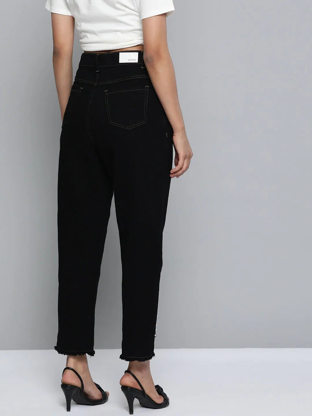 Black Pearl Hem Slouchy Jeans | Women's Western Wear