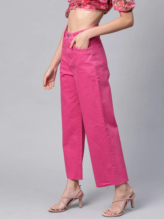 Fuchsia Raw Edge Jeans 1080
