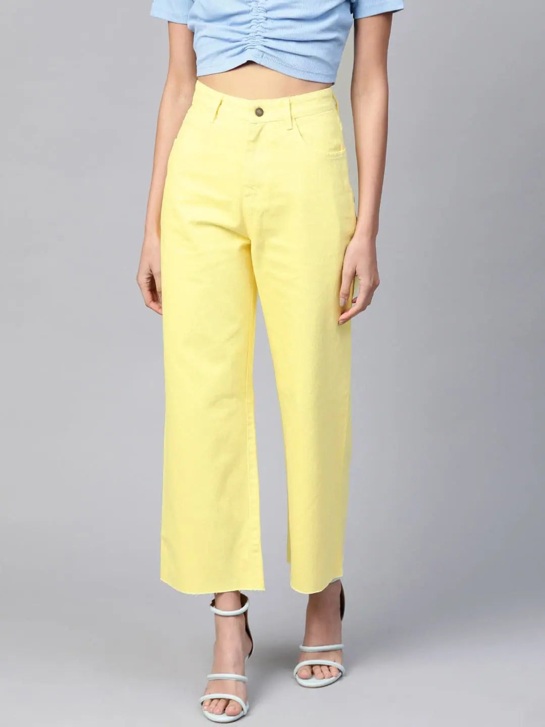 Yellow Raw Edge Jeans - Women's Western Wear | Trendy Denim