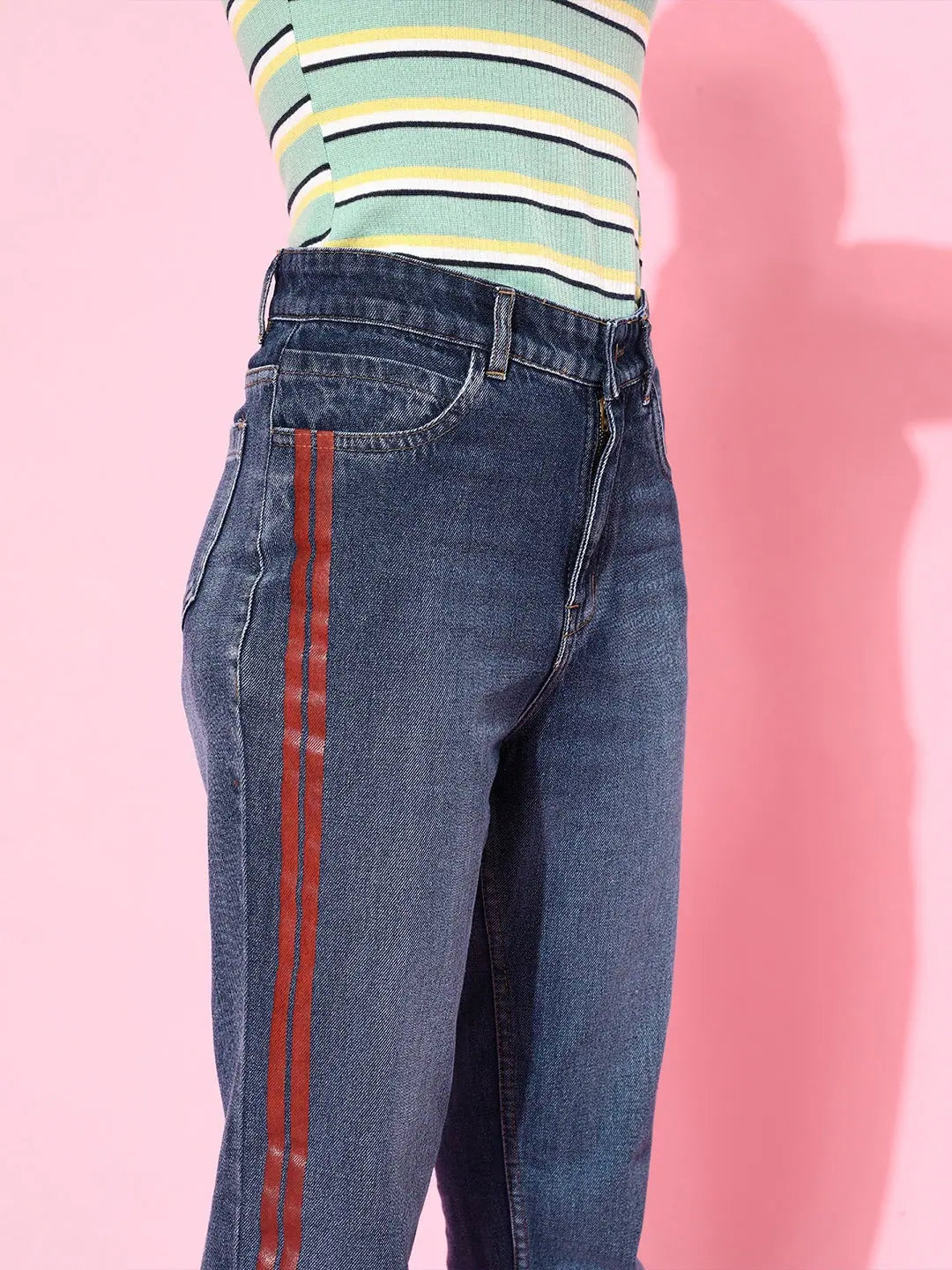 Blue Side Stripe Slouchy Jeans | Women's Western Wear