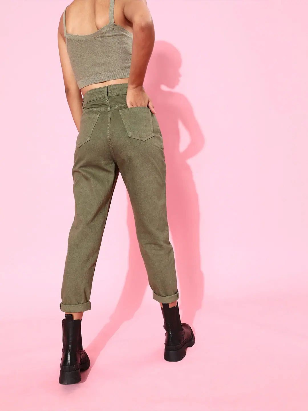 Olive Star Mom Fit Jeans | Women's Lehenga Casual Look