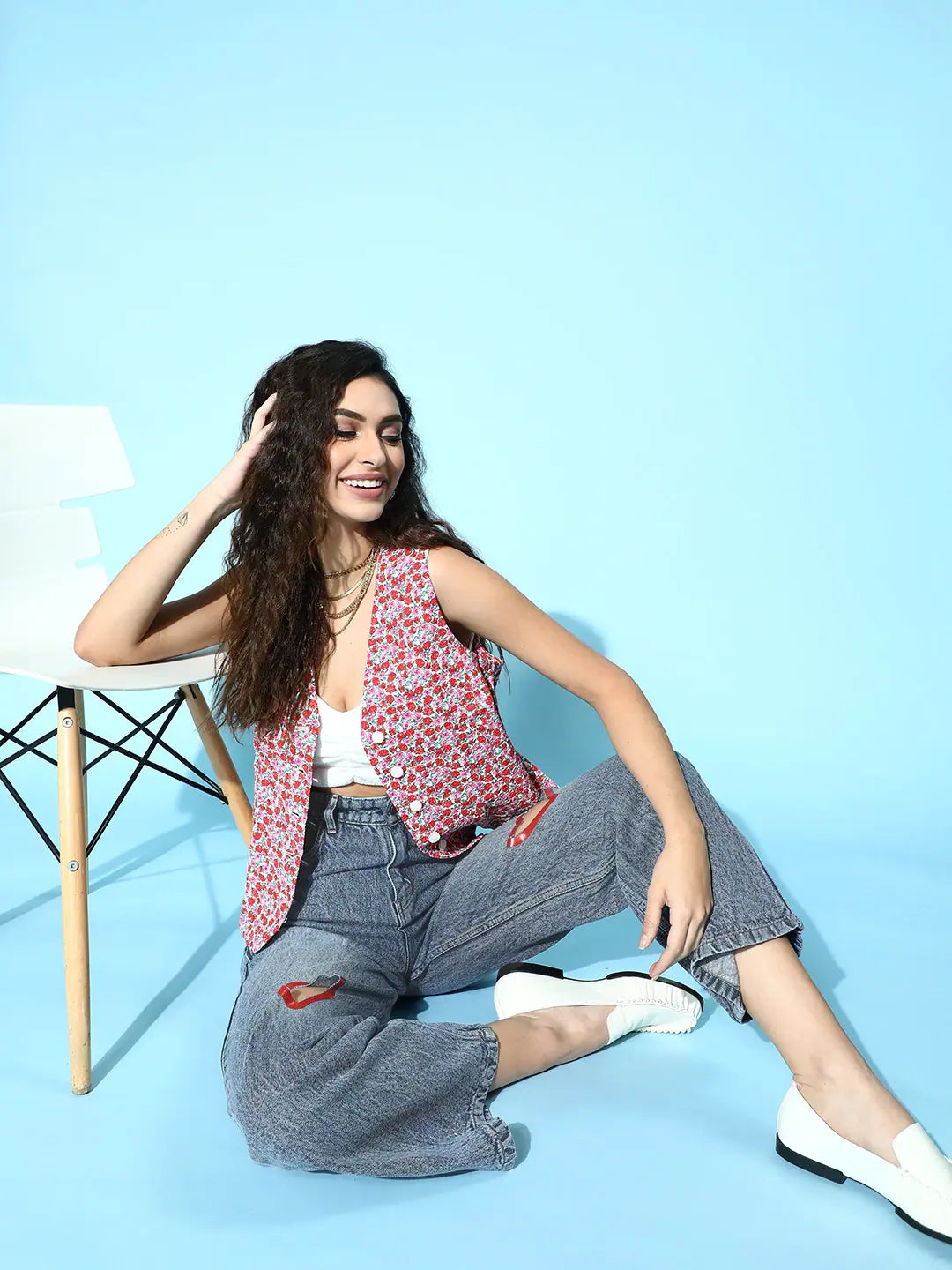 Blue Heart Cut Out Jeans - Women's Western Wear Style