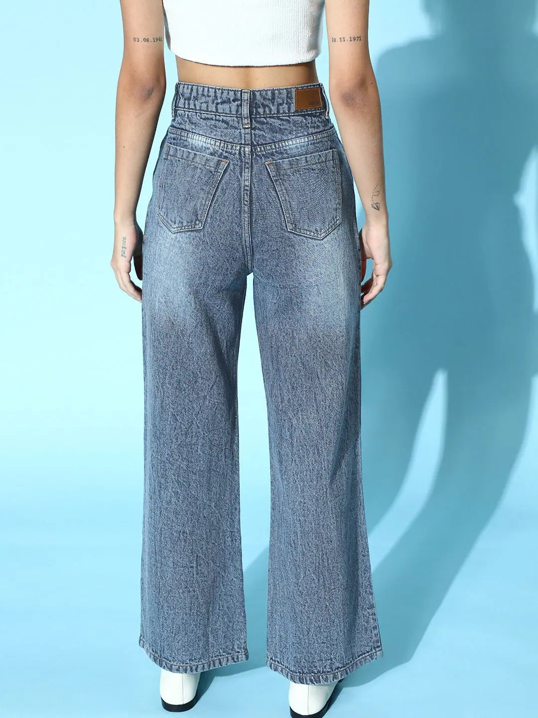 Blue Heart Cut Out Jeans - Women's Western Wear Style