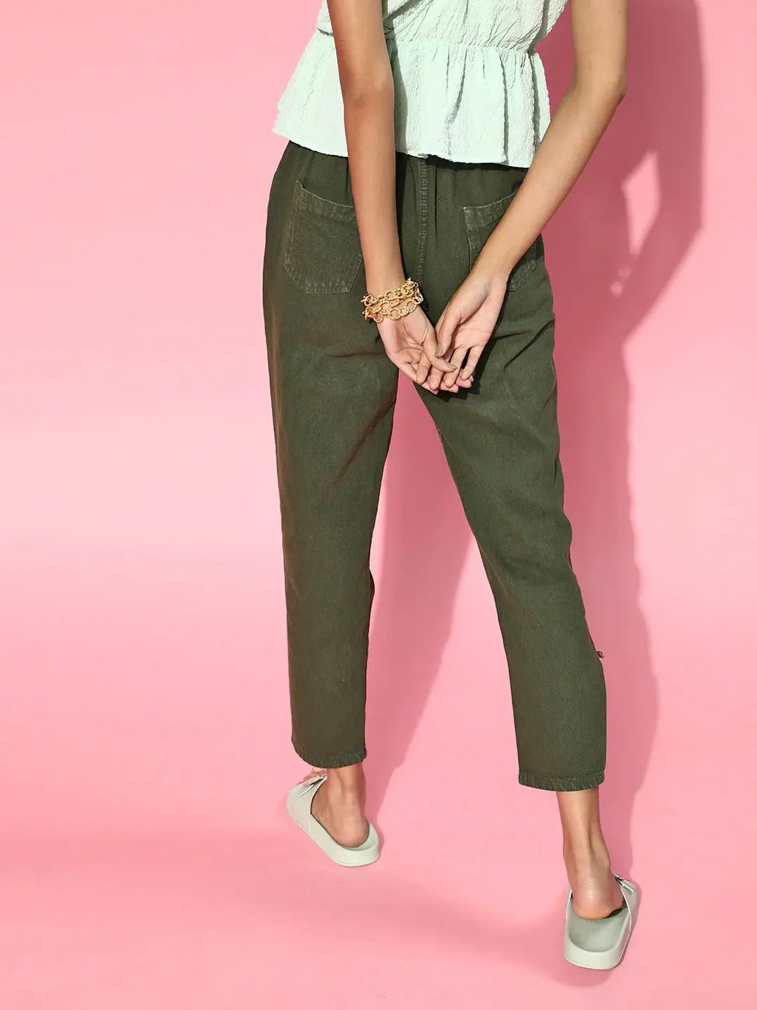 Distressed Olive Green Jeans - Women's Western Clothing