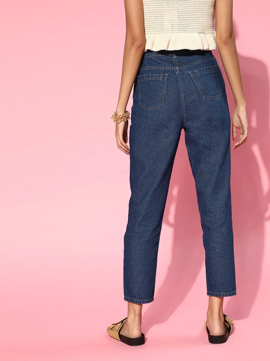 Navy Heart Print Jeans - Western Outfits for Women