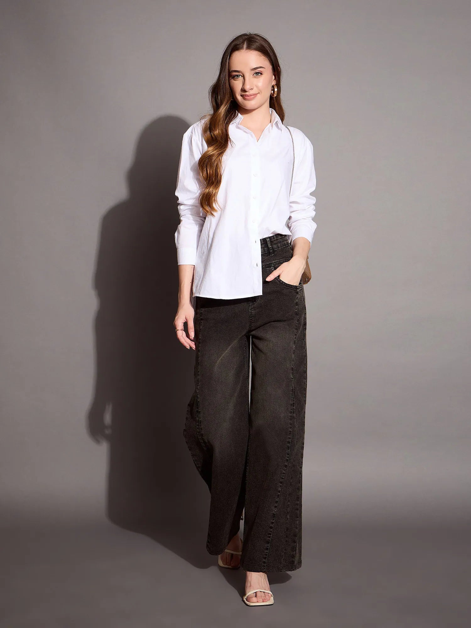 Black Front Seam Jeans - Designer Lehenga for Women