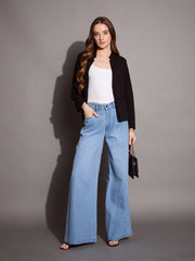 Women Blue Low Waist Wide Leg Jeans-SFJEAN0592