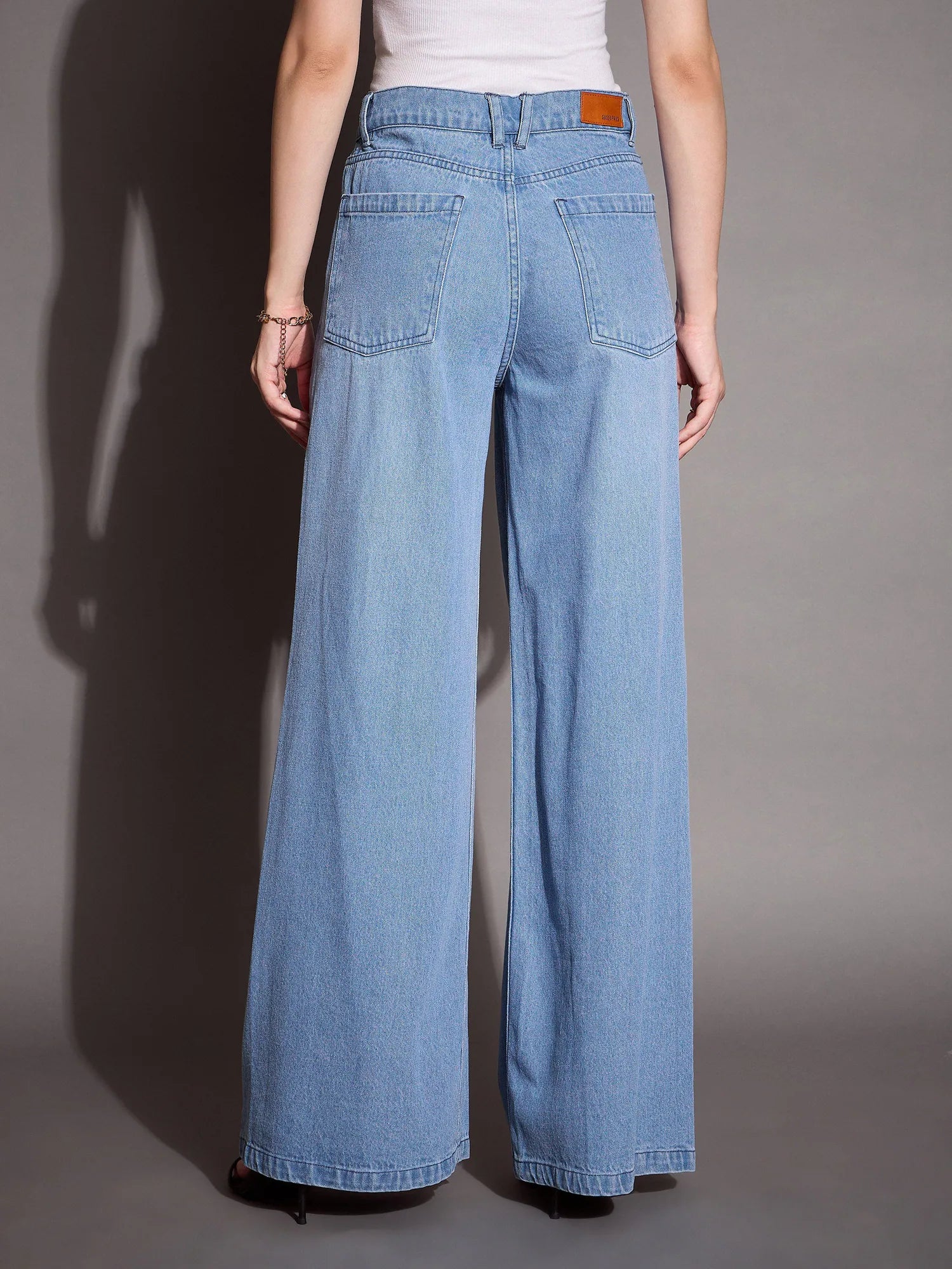 Blue Low Waist Wide Leg Jeans | Women's Denim Cotton Jeans