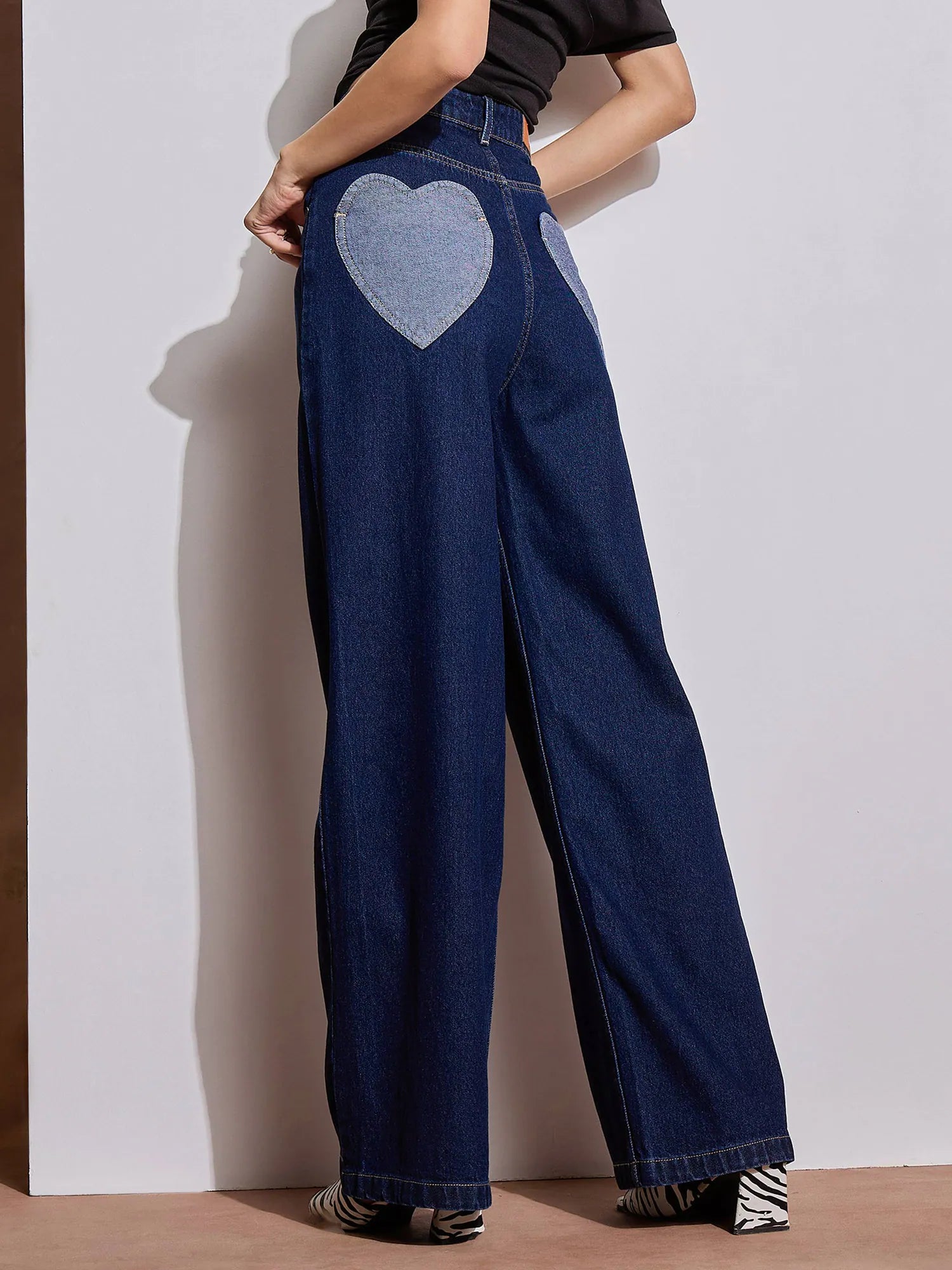 Heart Pocket Straight Jeans - Women's Lehenga Inspired Style