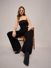 Women Black Elasticated High Waist Back Pocket Jeans-SFJEAN0630