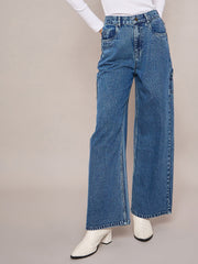 Women Blue Elasticated High Waist Back Pocket Jeans-SFJEAN0631