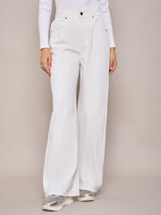 Women White High Waist Front Dart Straight Jeans-SFJEAN0636