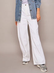 Women White High Waist Front Dart Straight Jeans-SFJEAN0636