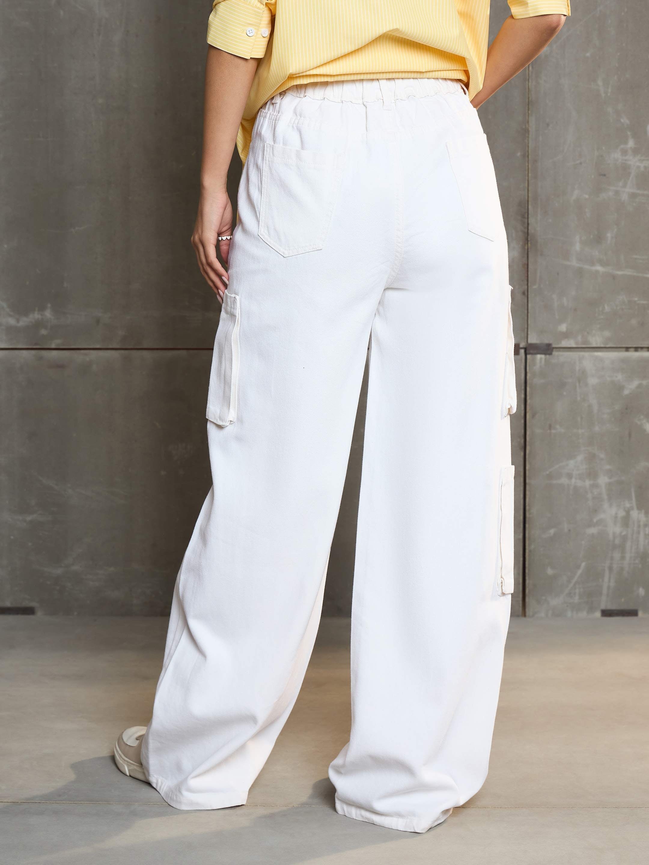 Women White Box Pocket Straight Premium Jeans-SFJEAN0655-White