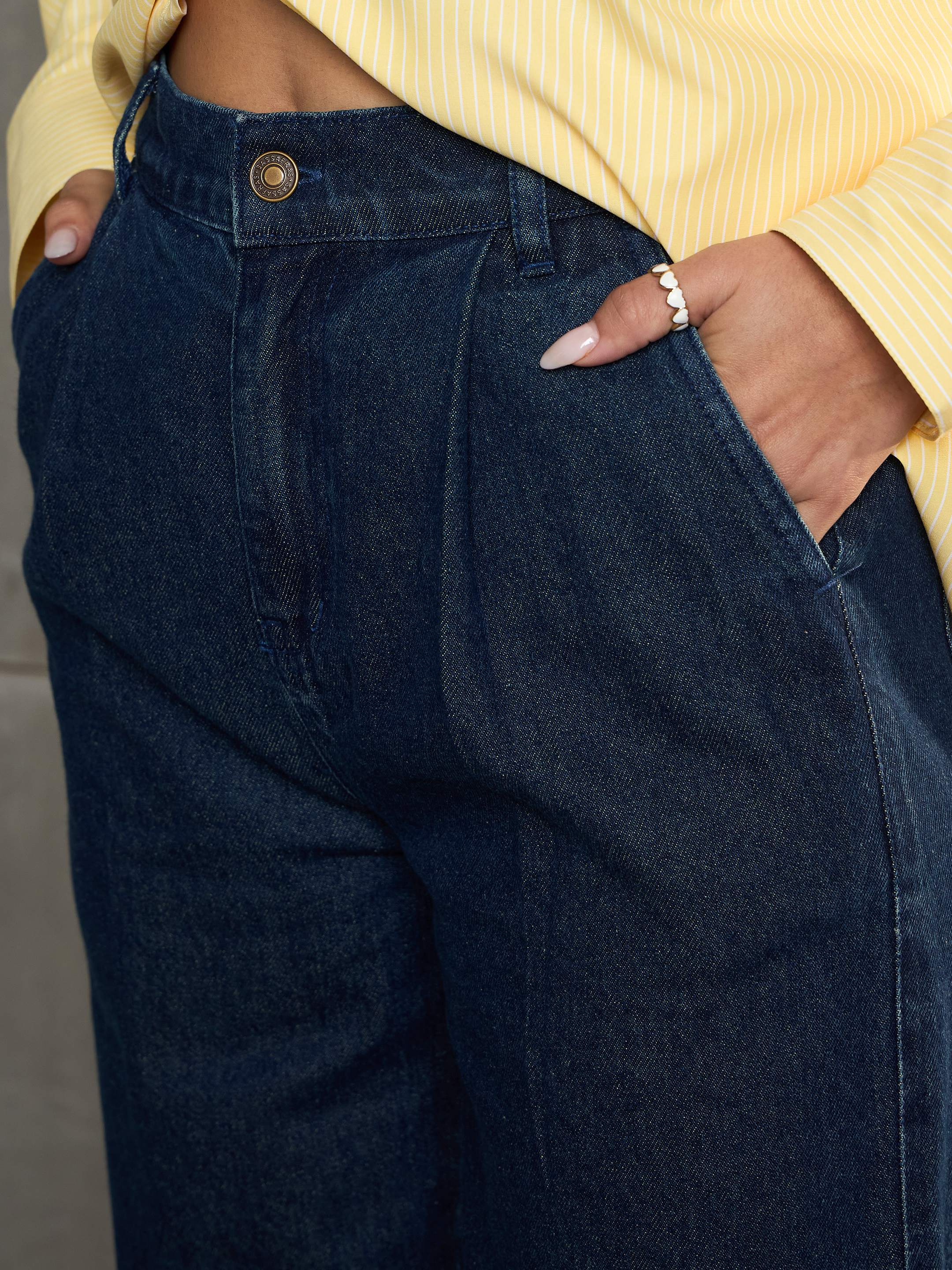 Women Nevy Blue Fringed Straight Fit Jeans-SFJEAN0704