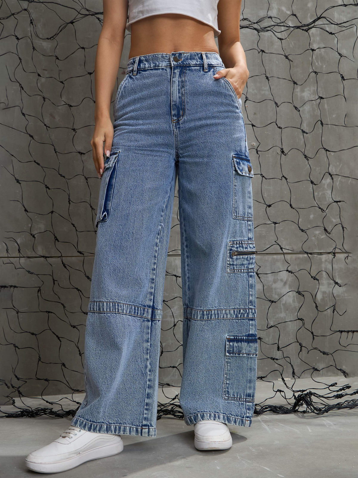 Women Ice Blue Denim Straight Fit Jeans-SFJEAN0705