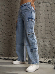 Women Ice Blue Denim Straight Fit Jeans-SFJEAN0705